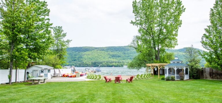 View of lake george and grass