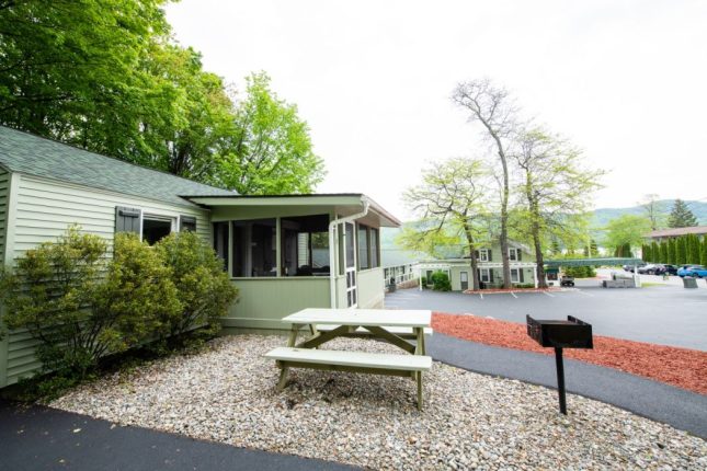 Shore Meadows LakeHouse Cabin Outside Patio View