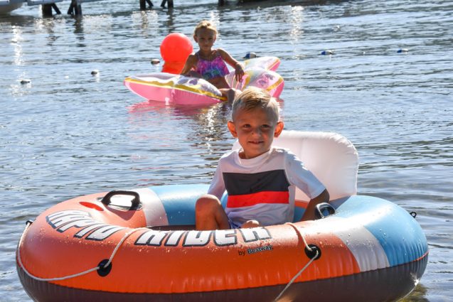 Water rafts on Lake George