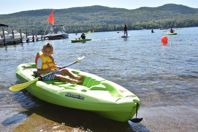 Kayaks and paddle boards on Lake George