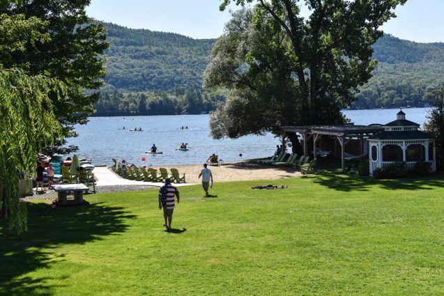 View of Lake George with kayaks